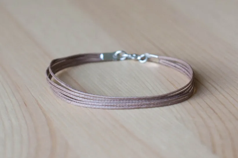 Brown cord bracelet for men, brown string jewelry for him