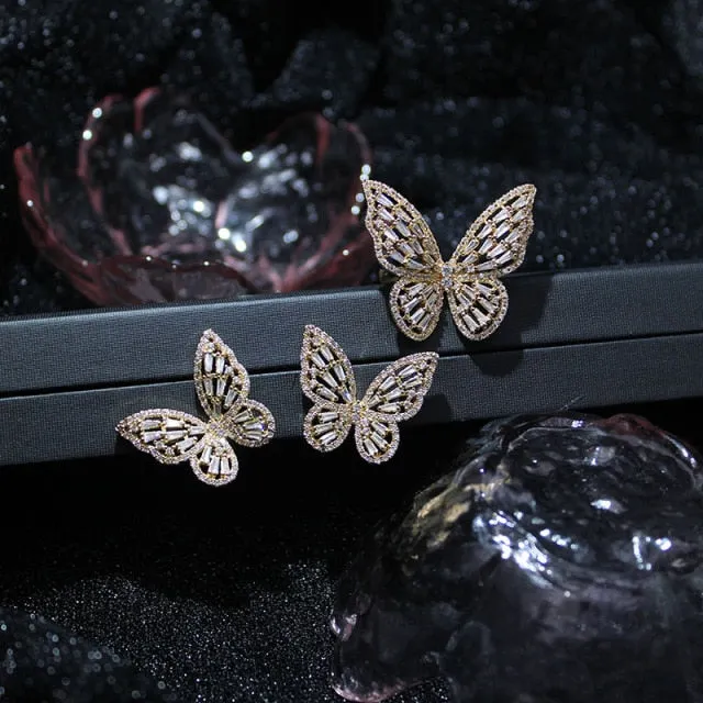 Butterfly Jewelry Sets - Necklaces and Luxury Cubic Zircon CZ Stud Earrings