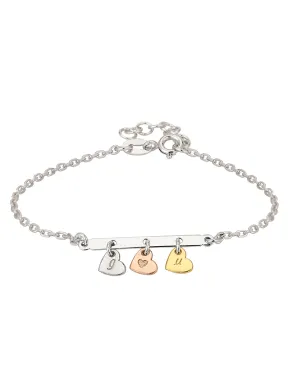 Carlton London 2 Toned Rhodium Plated Shape Charm Bracelet