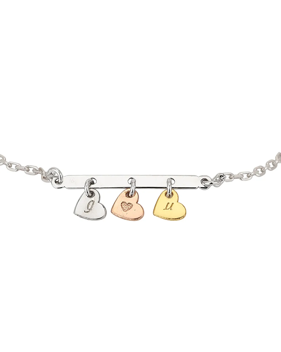 Carlton London 2 Toned Rhodium Plated Shape Charm Bracelet