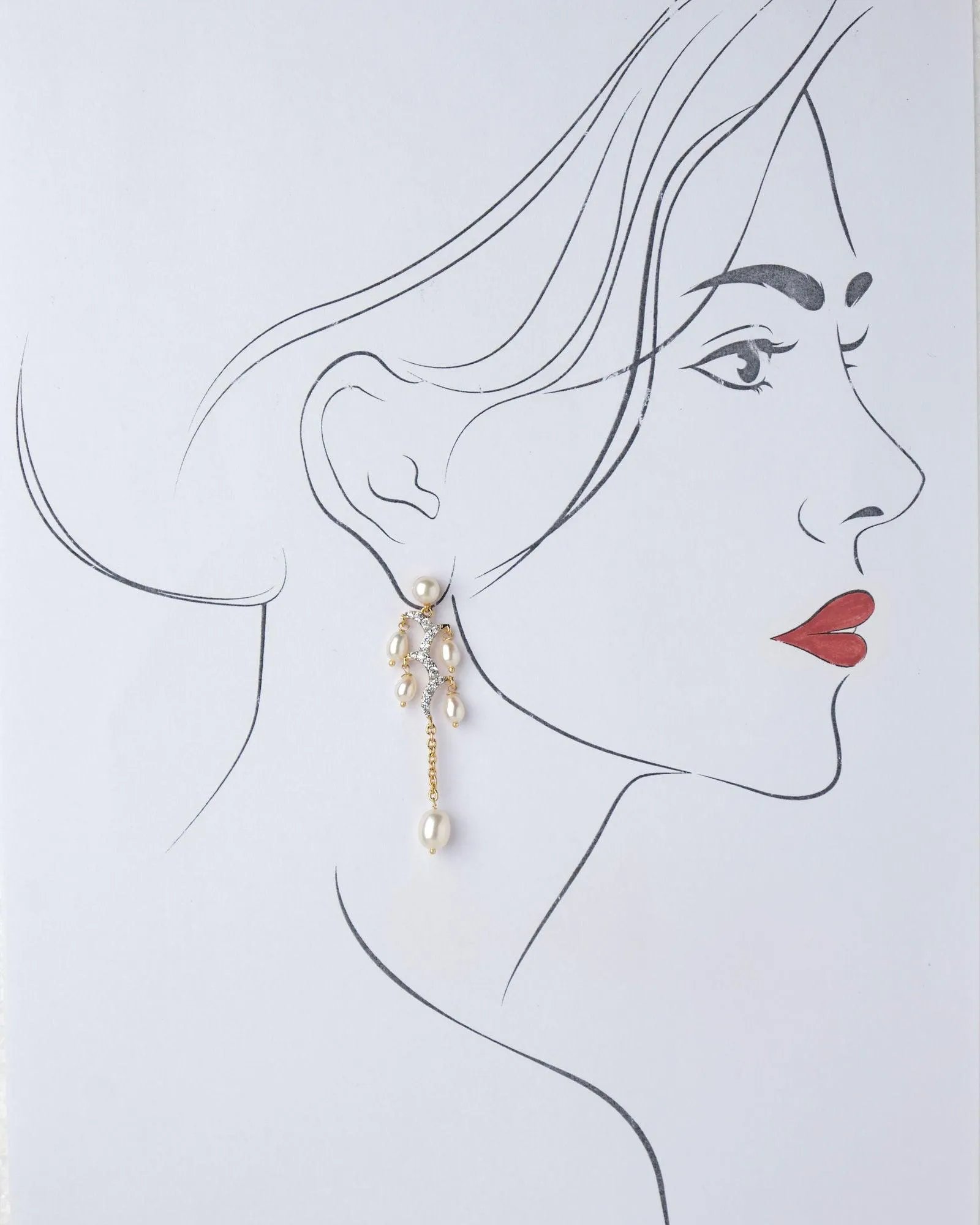 Cascading Linear Pearl Earring