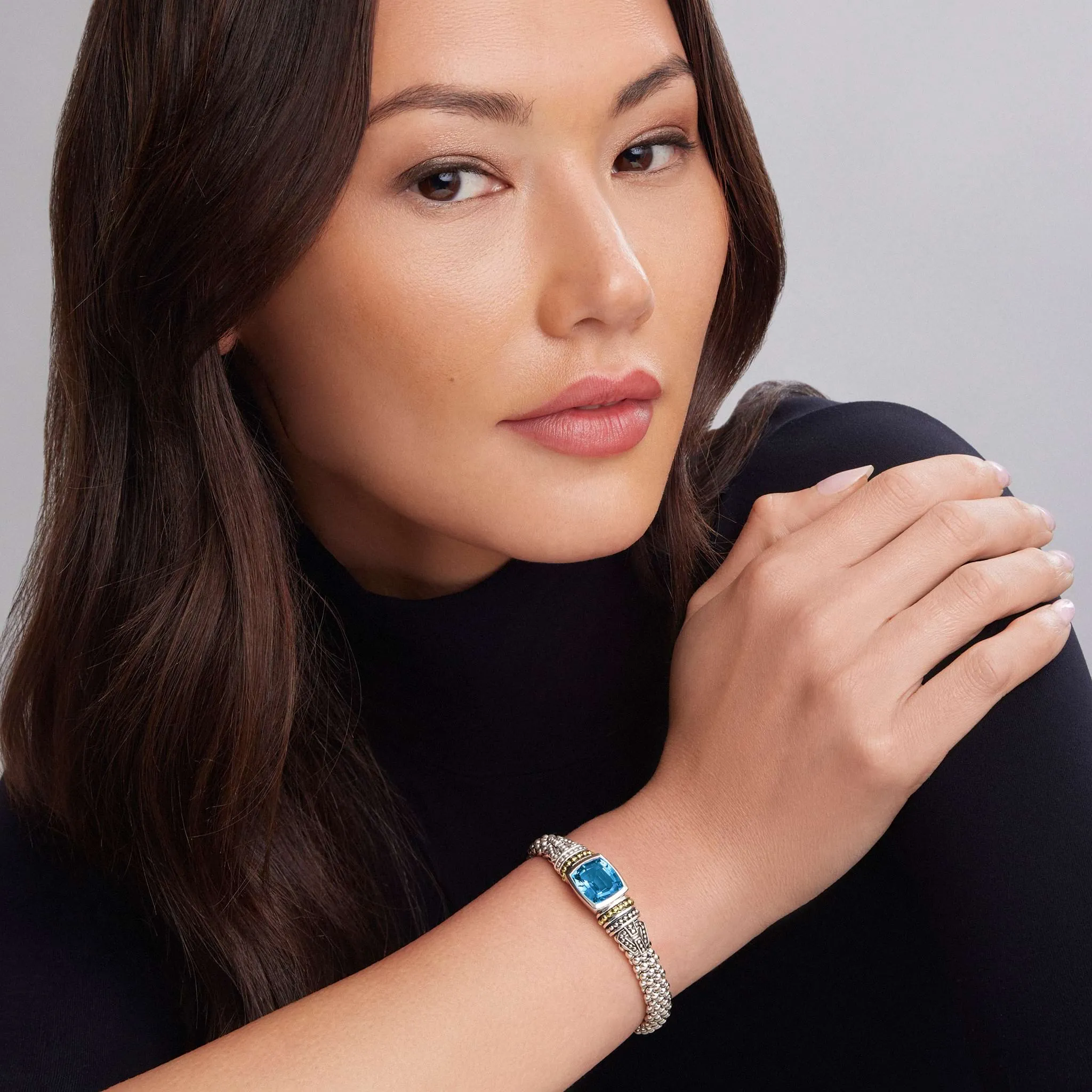 Caviar Color Swiss Blue Topaz Caviar Bracelet | 9mm