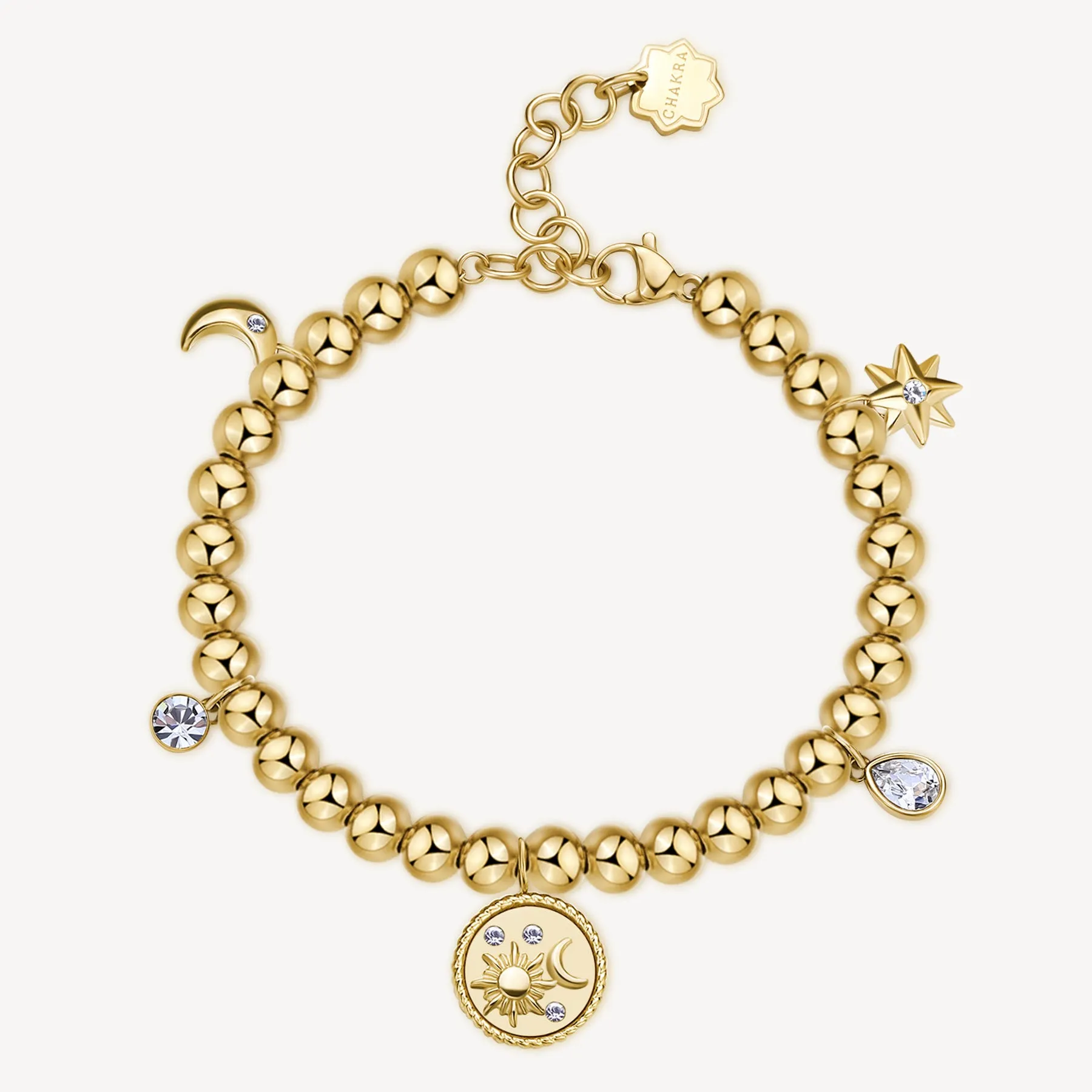 Celestial Chakra Bracelet in Gold Plated Stainless Steel