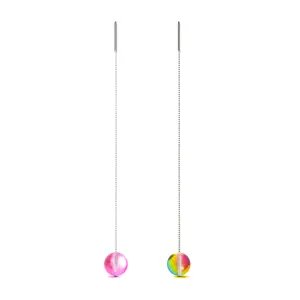 Cherry Borealis | .925 Sterling Silver | Galaxy Glass Chain Drop Threader Earrings