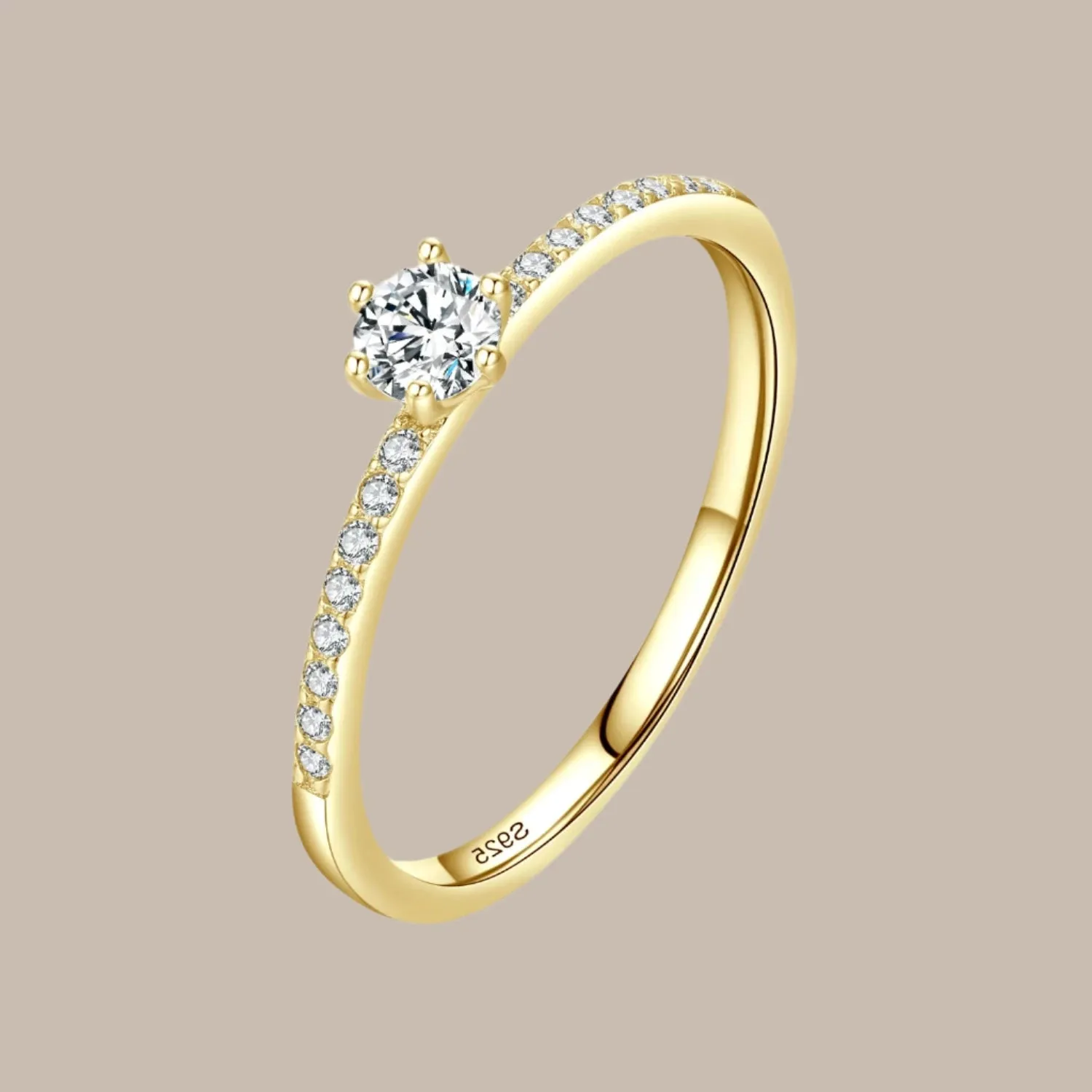 Classic 925 Sterling Silver Gold Ring