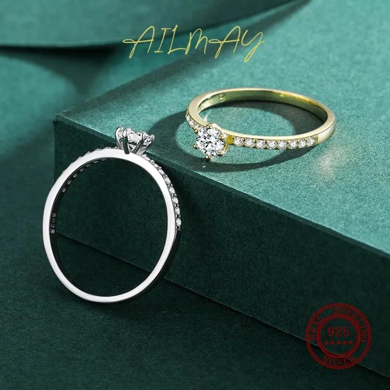 Classic 925 Sterling Silver Gold Ring