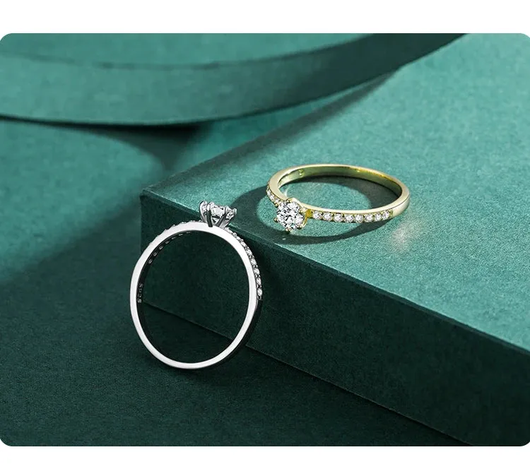 Classic 925 Sterling Silver Gold Ring