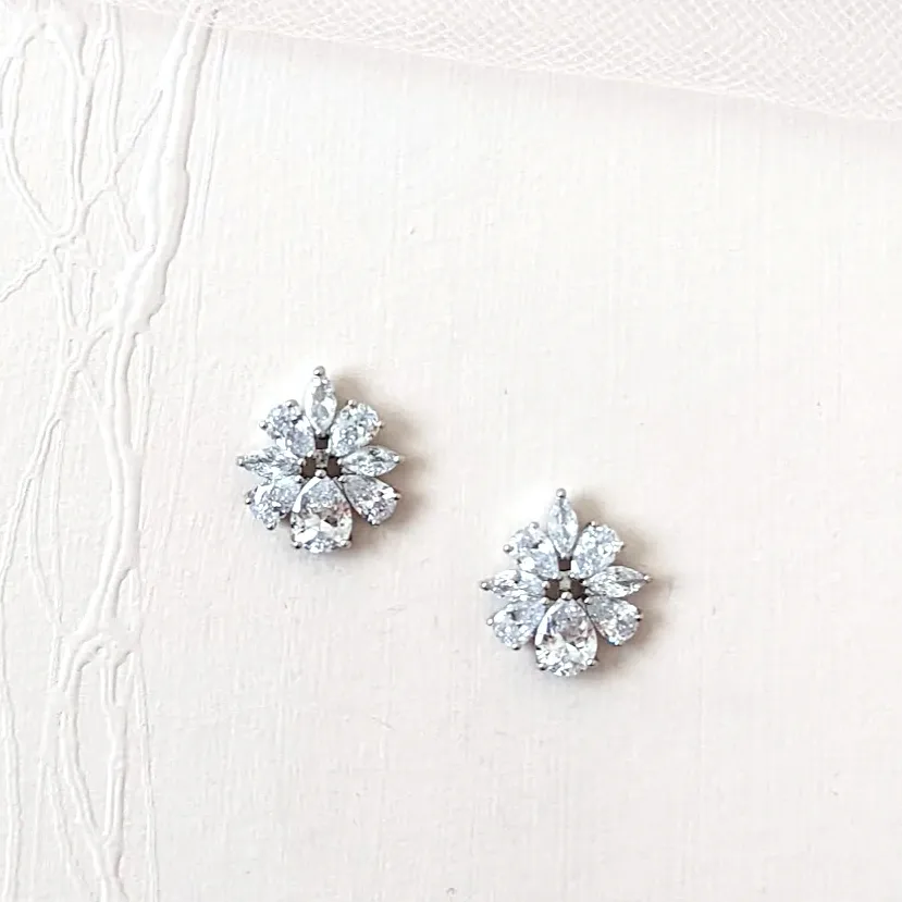 Cluster CZ Stud Earrings