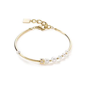 Coeur de Lion Asymmetric Freshwater Pearls Gold Bracelet