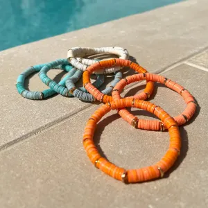 Coral Bead Panels - Stretch Trio Elastic Bracelet.