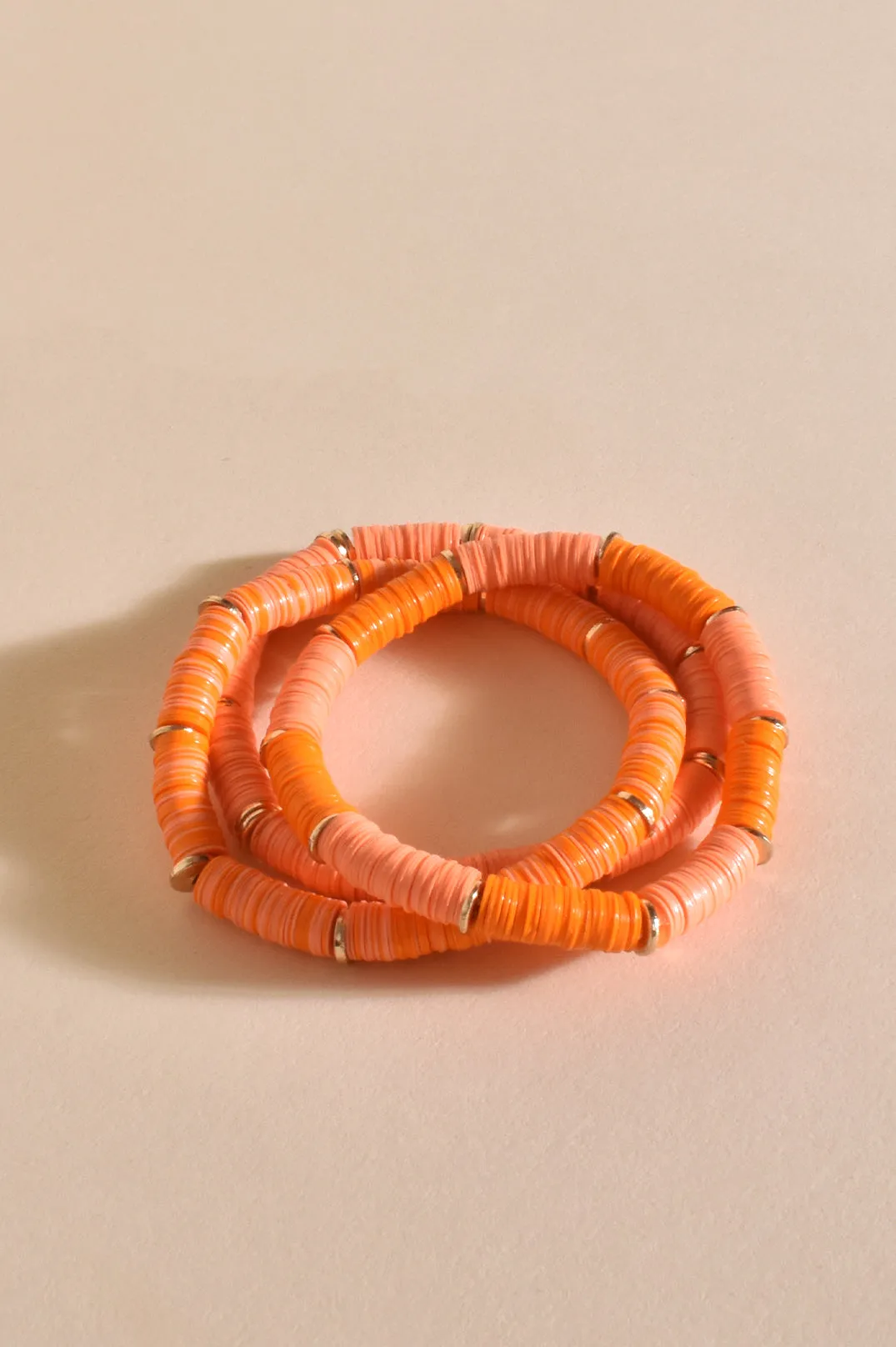 Coral Bead Panels - Stretch Trio Elastic Bracelet.