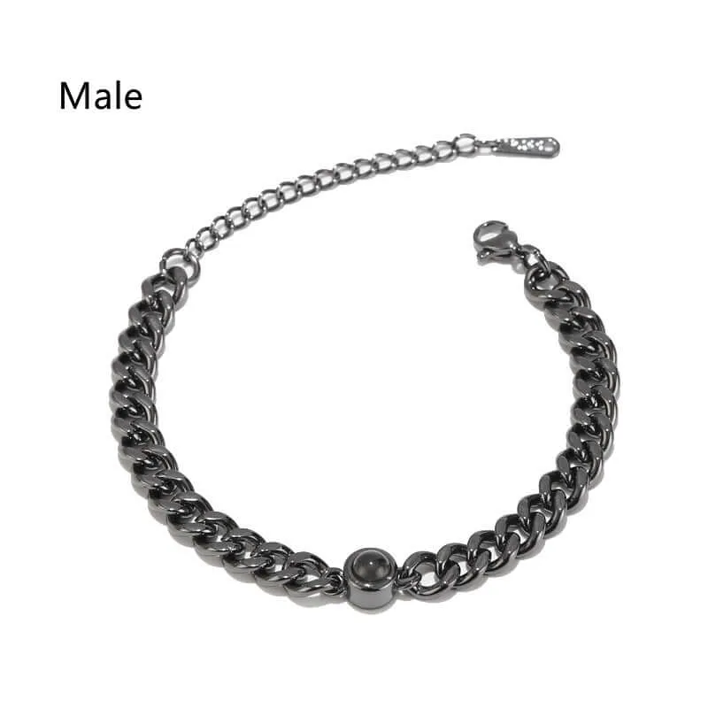 Couple's Unisex Titanium Steel Heavy Link Projection Bracelet