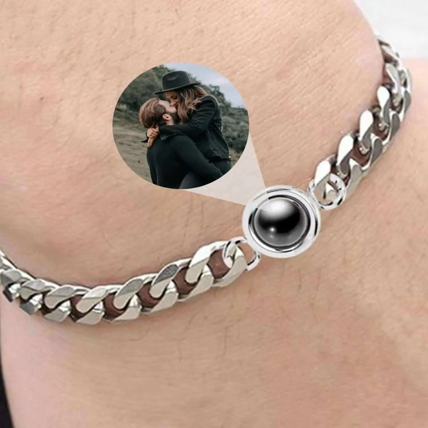 Couple's Unisex Titanium Steel Heavy Link Projection Bracelet