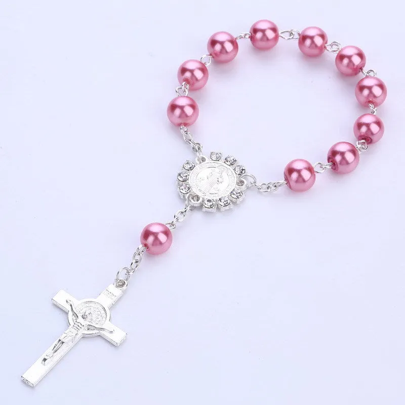 Cross Pendant Rosary Bracelet