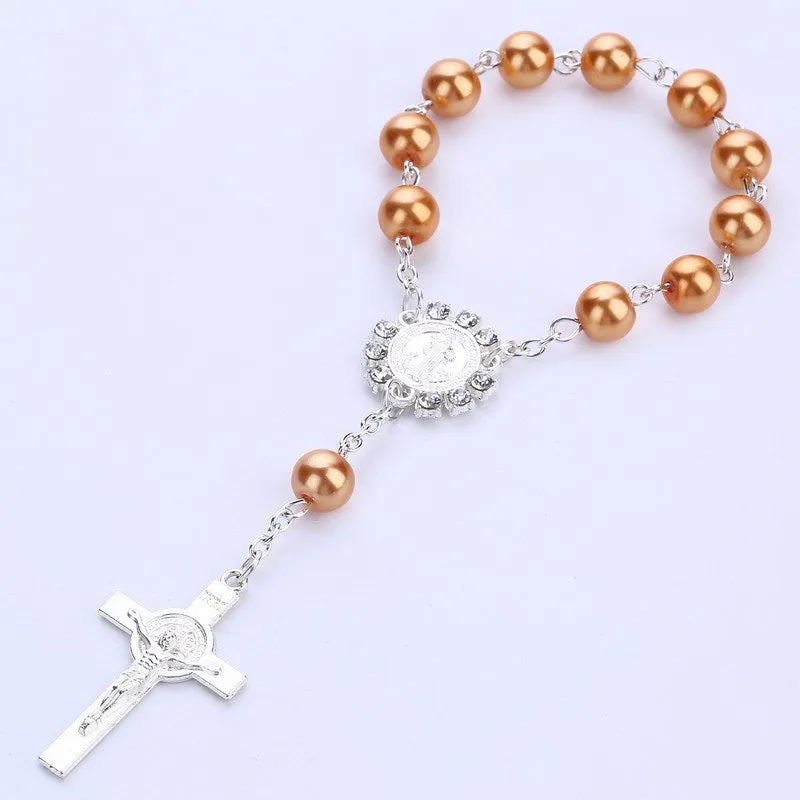 Cross Pendant Rosary Bracelet