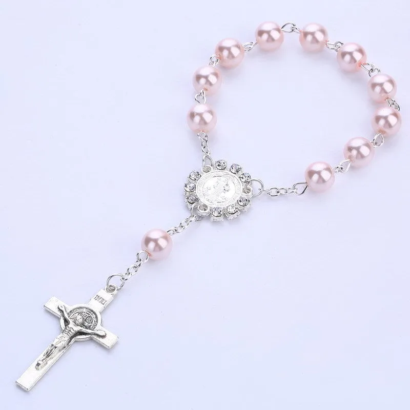 Cross Pendant Rosary Bracelet