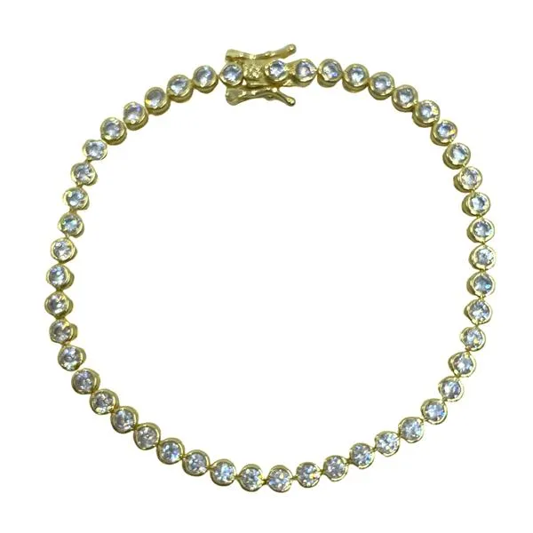 CZ Bezel Set Gold Plated Bracelet (BG4645)