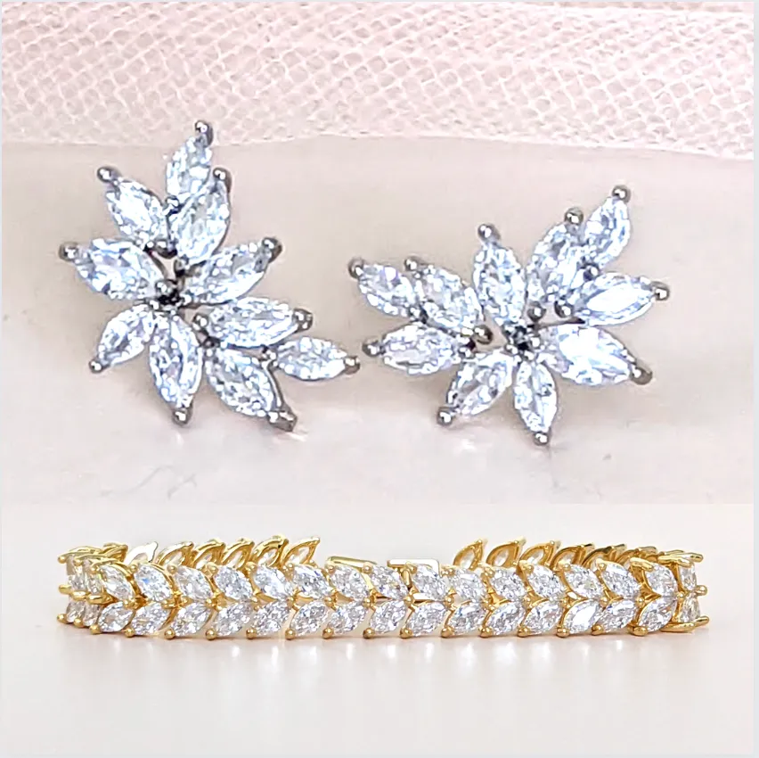 CZ Marquise Studs, Hetal