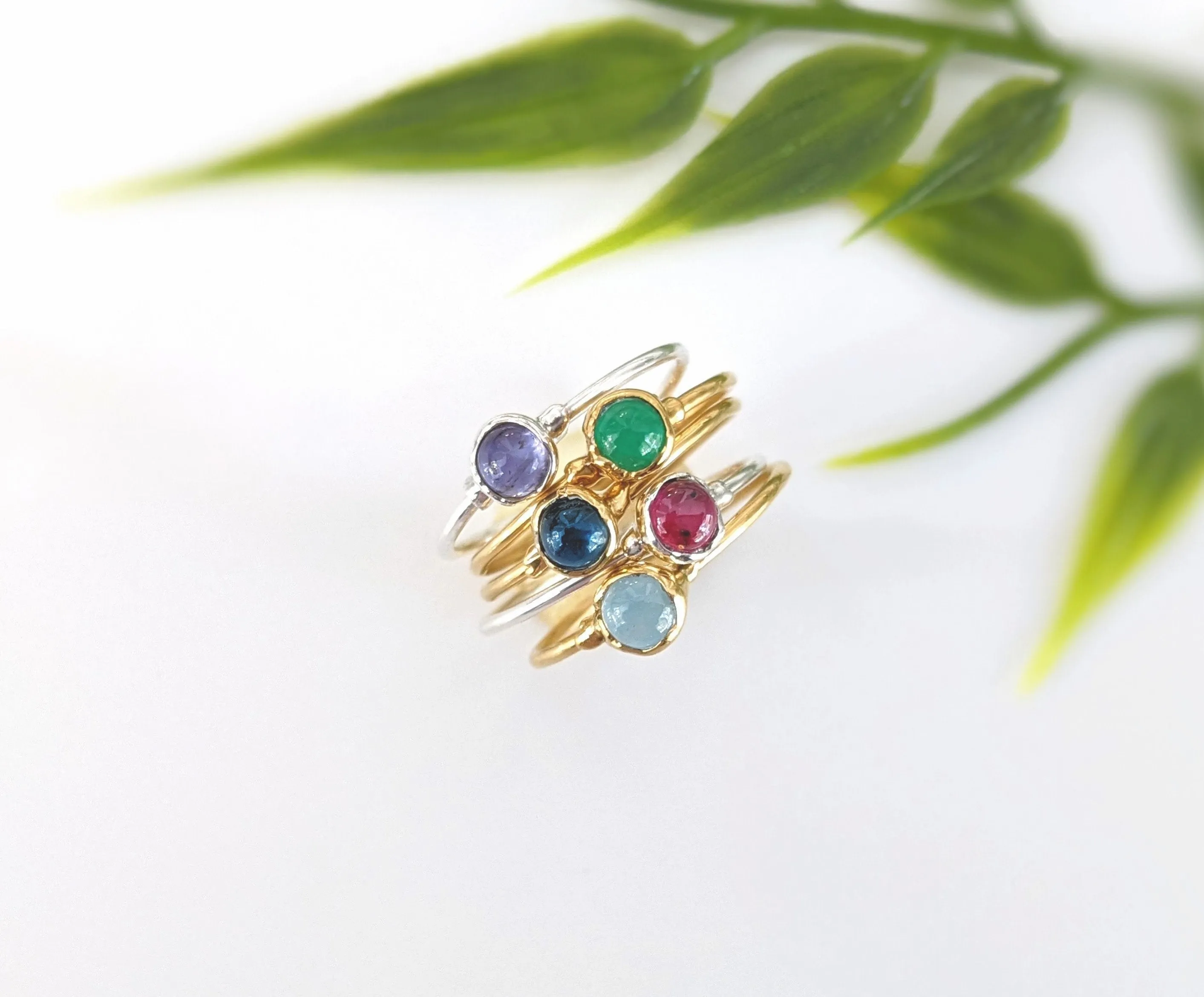 Dainty Ruby stacking ring in 18k Gold