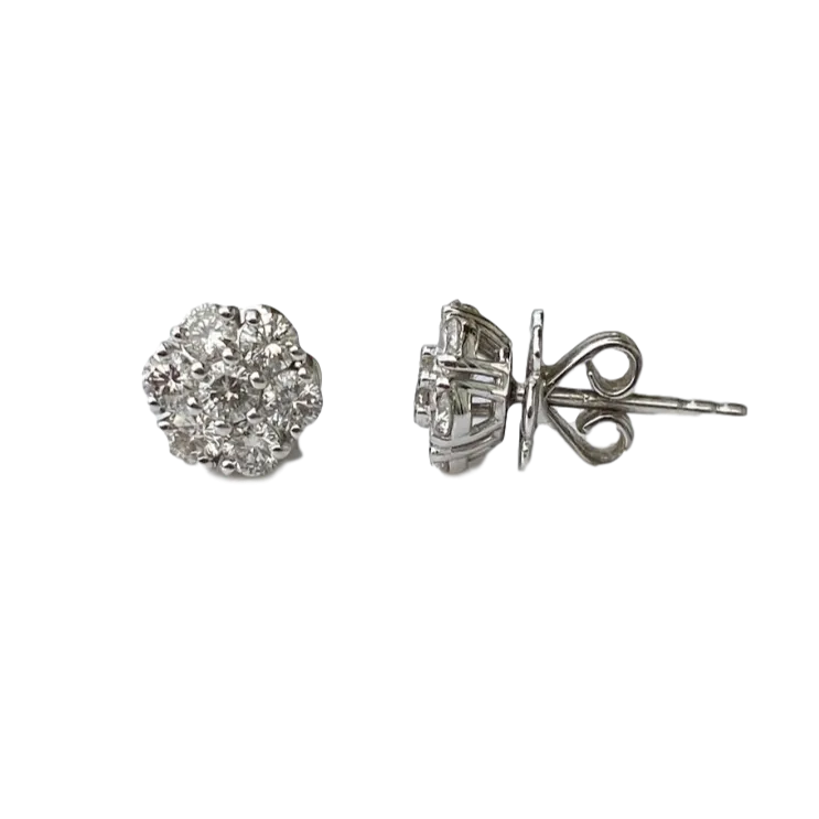 Daisy Cluster Diamond Stud Earrings