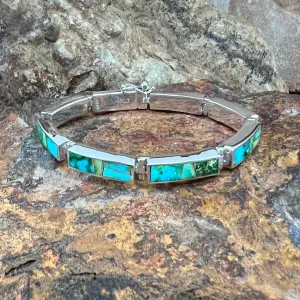 David Rosales Sonoran Gold Inlaid Sterling Silver Big Link Bracelet