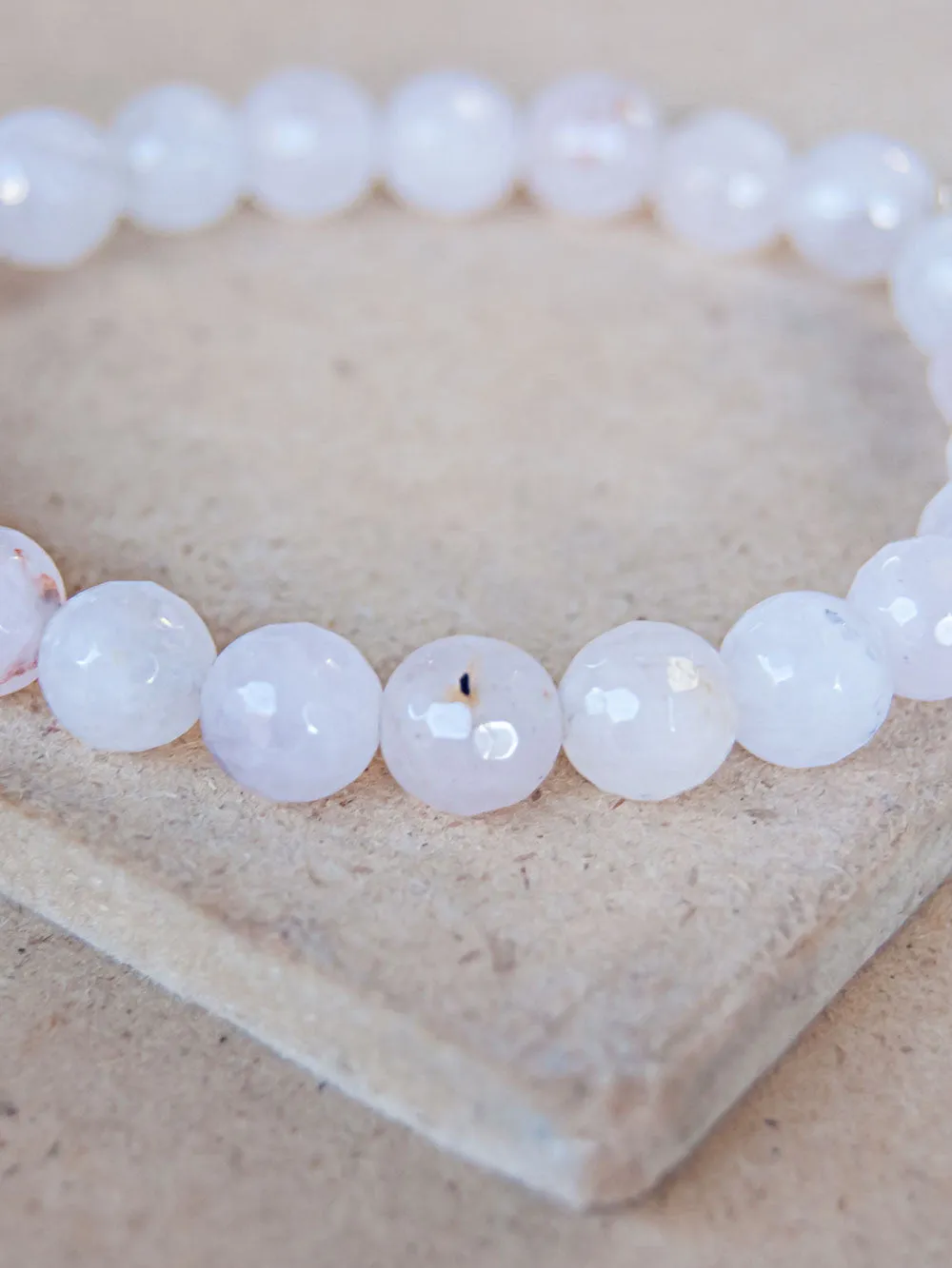 Diamond Cut Rose Quartz Mala Bracelet