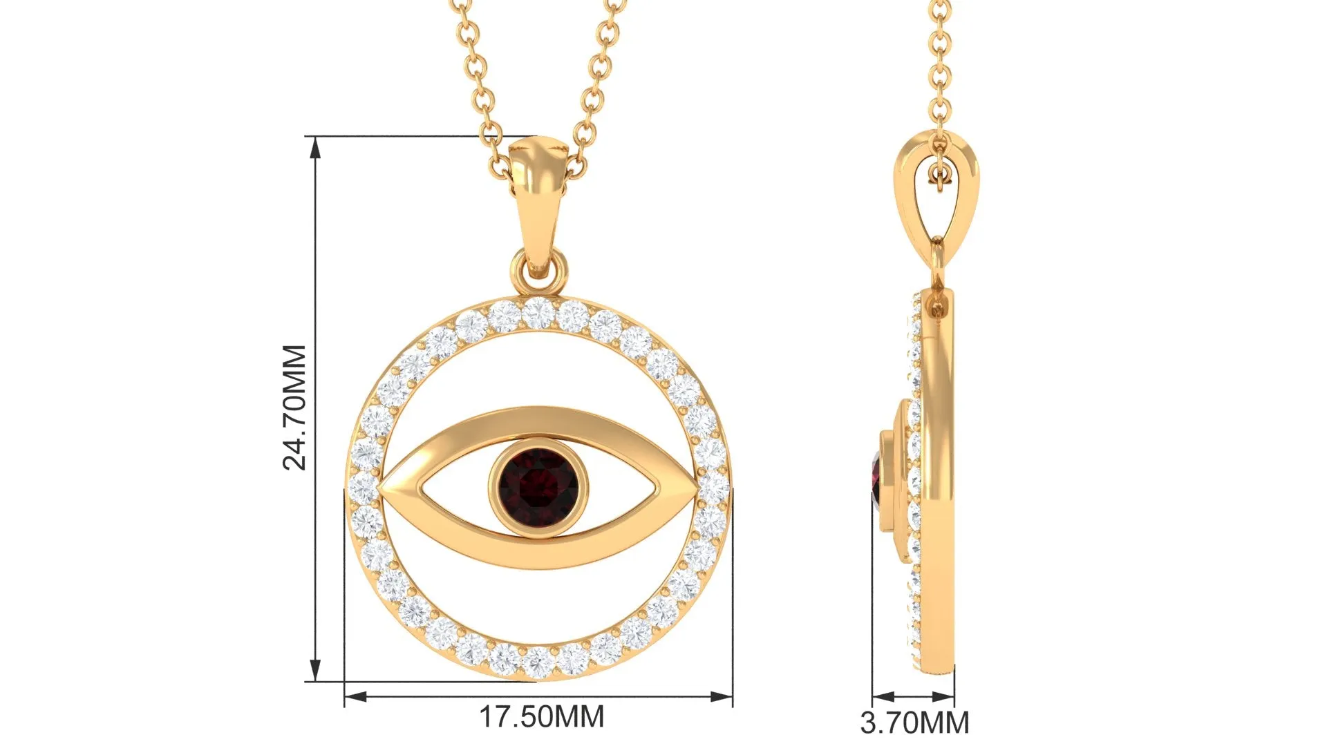 Diamond Eternity and Garnet Evil Eye Pendant