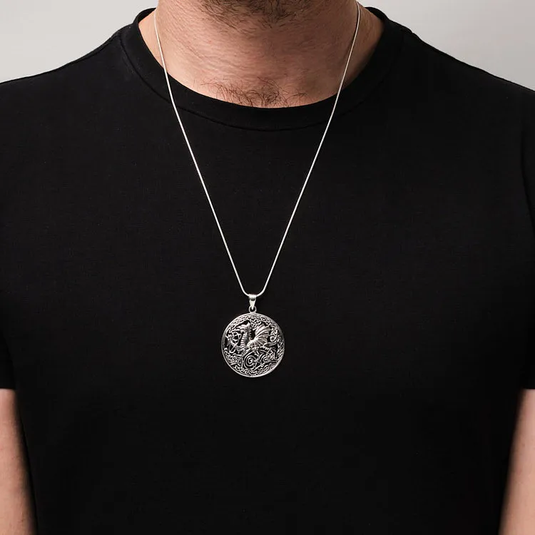 Dragon Circular Pendant Necklace For Men And Women