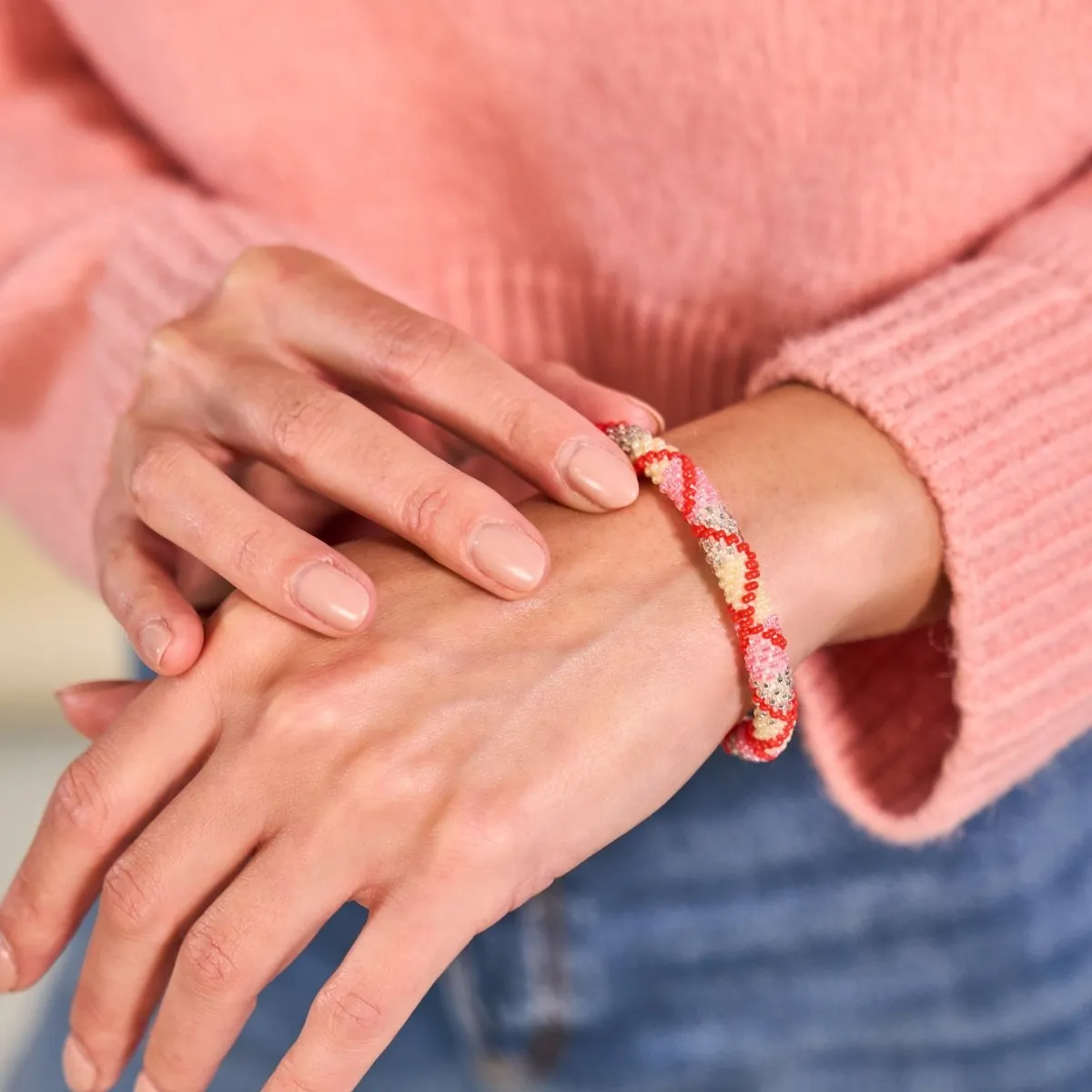 Electric Coral | Himalayan Glass Bead Bracelet