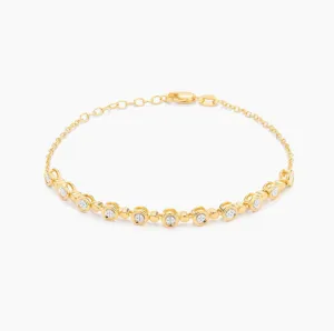 Ella Stein Gold Plated Bezel Set Diamond Half Tennis Bracelet (SI6582)