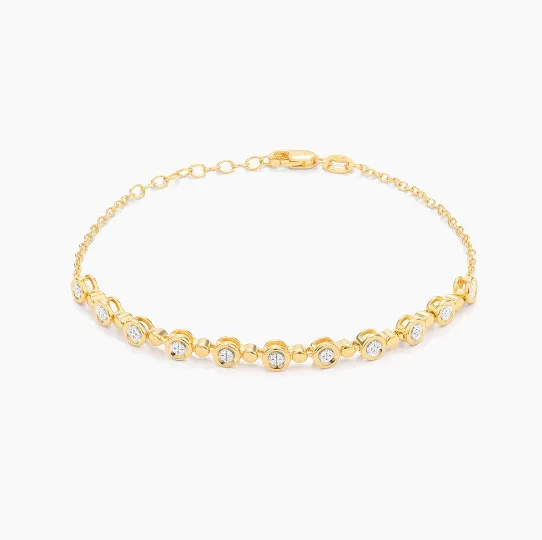 Ella Stein Gold Plated Bezel Set Diamond Half Tennis Bracelet (SI6582)