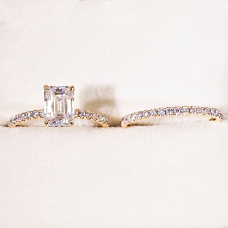 Emerald Cut Wedding Engagement Ring Set