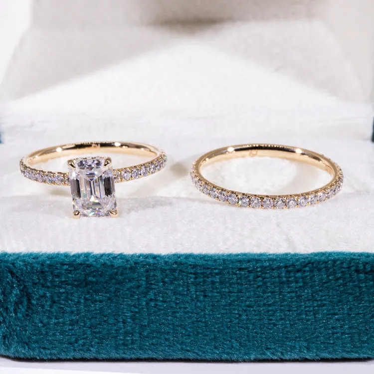 Emerald Cut Wedding Engagement Ring Set