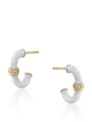 Erin white enamel hoops with white topaz