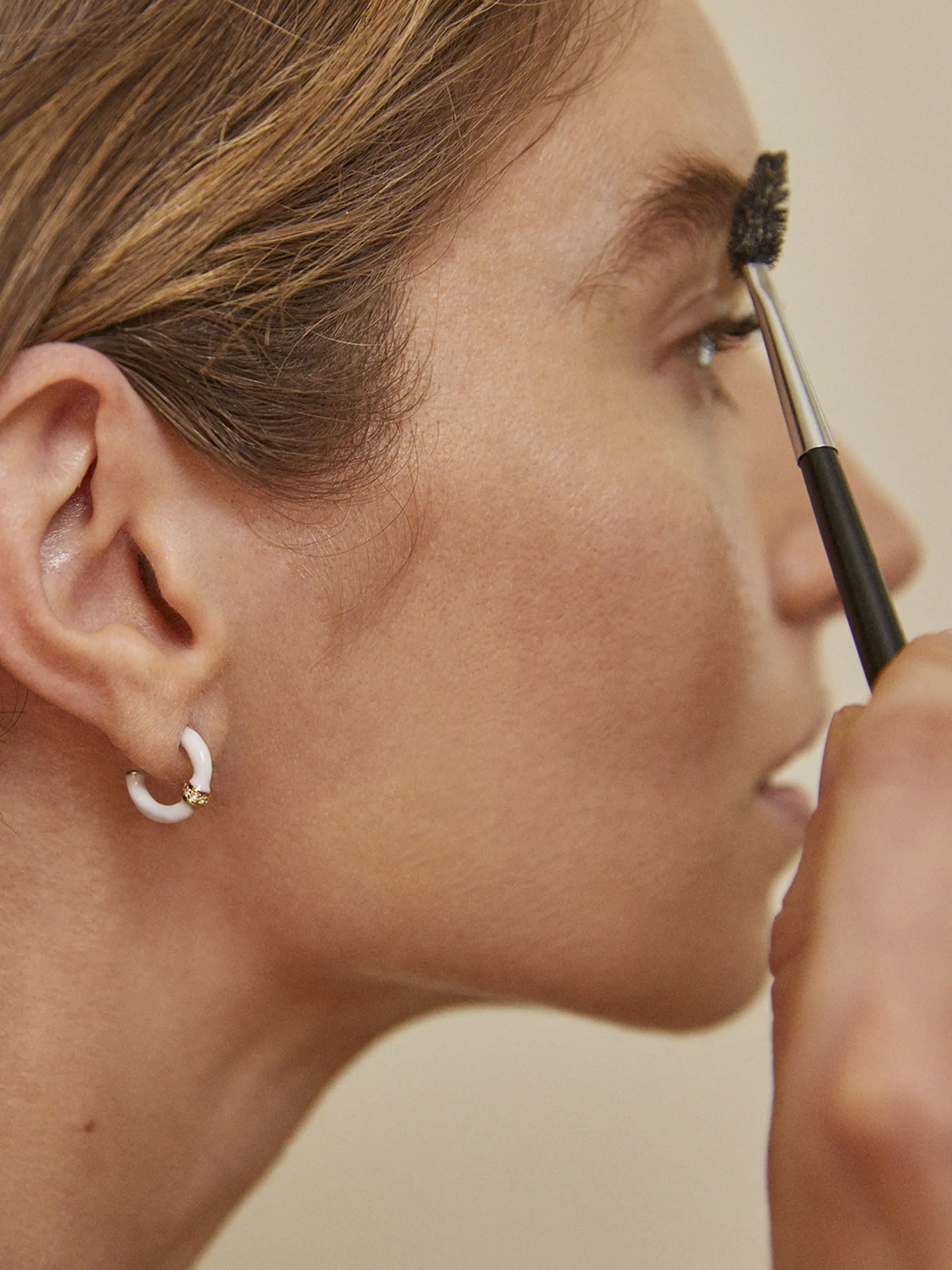 Erin white enamel hoops with white topaz