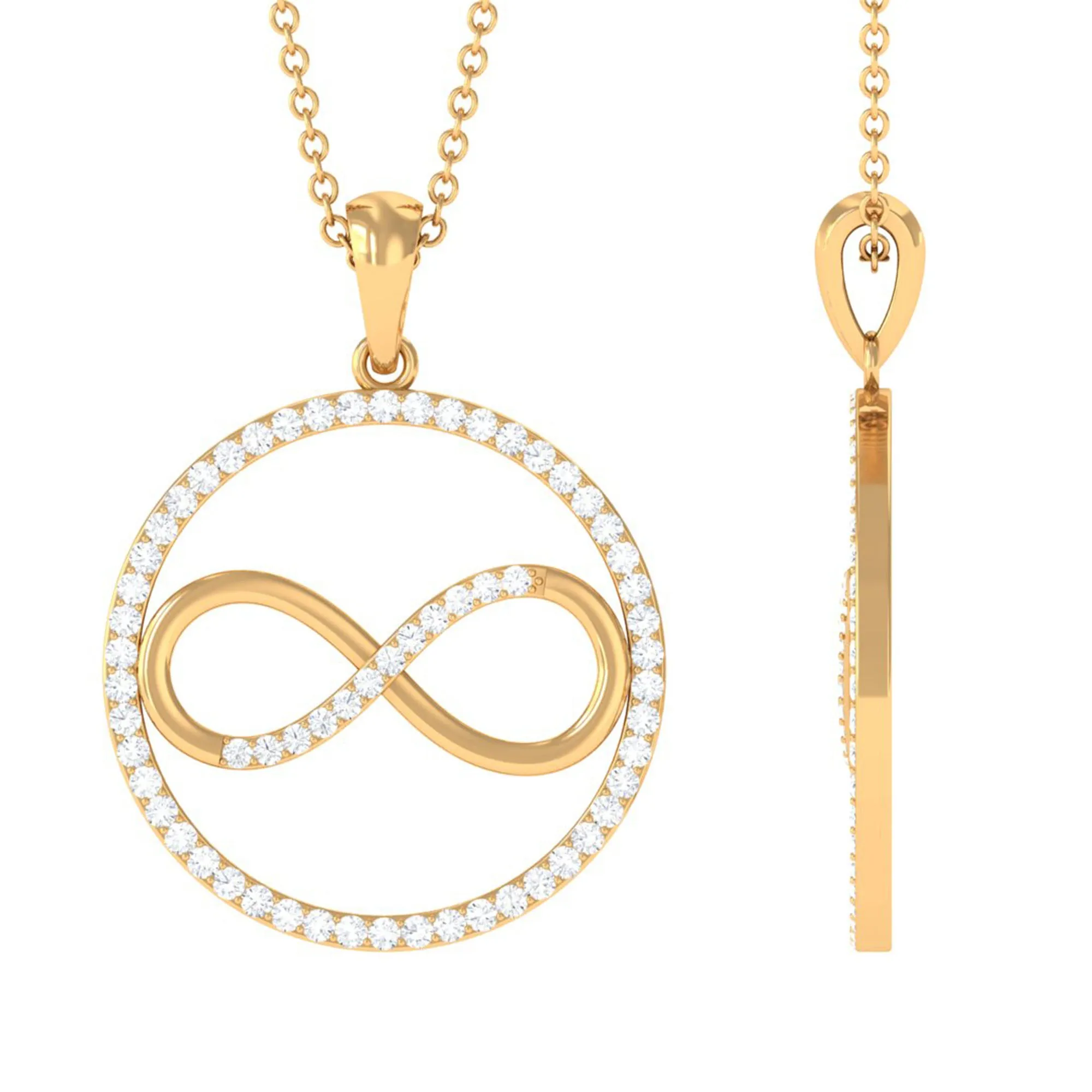 Eternity Circle and Infinity Pendant Necklace with Diamonds For Women