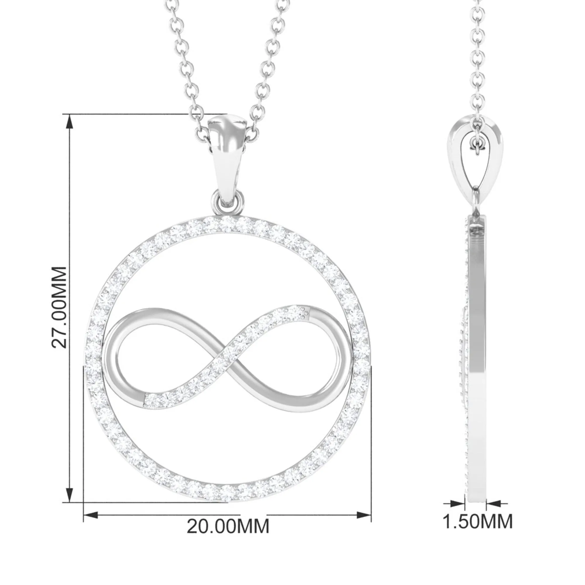 Eternity Circle and Infinity Pendant Necklace with Diamonds For Women