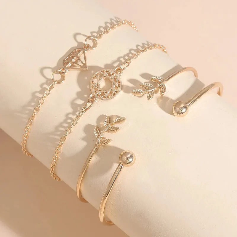 European And American Simple Leaf Knot Decoration Bracelet