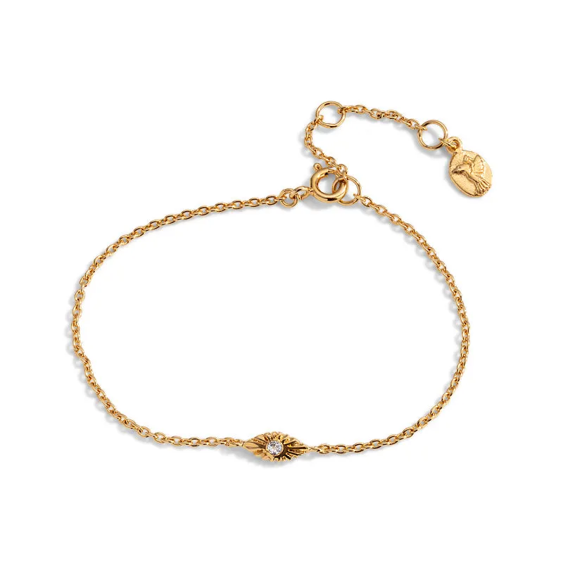 Evil Eye Bracelet, White Topaz, Gold