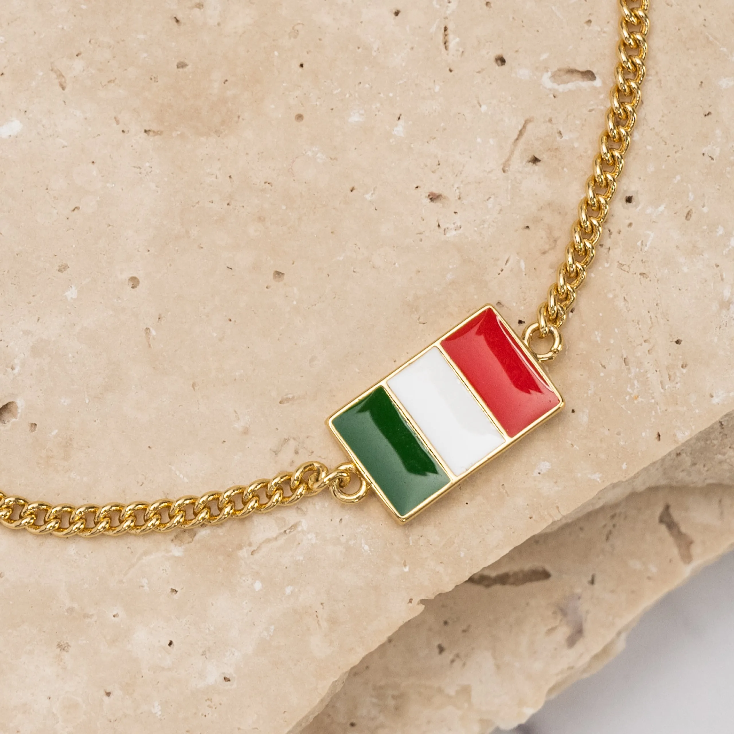 Flag 14k gold plated Bracelet -Italian