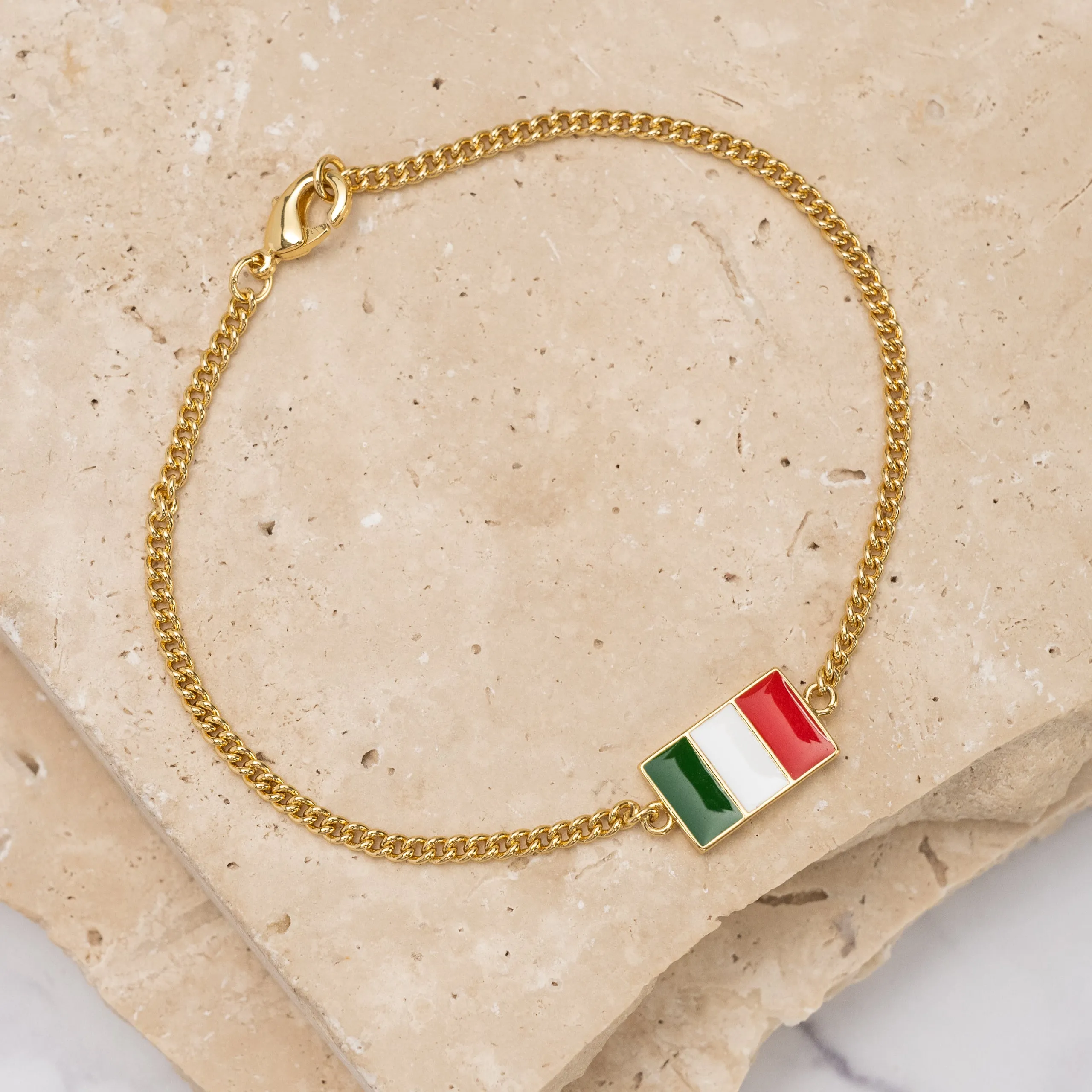 Flag 14k gold plated Bracelet -Italian