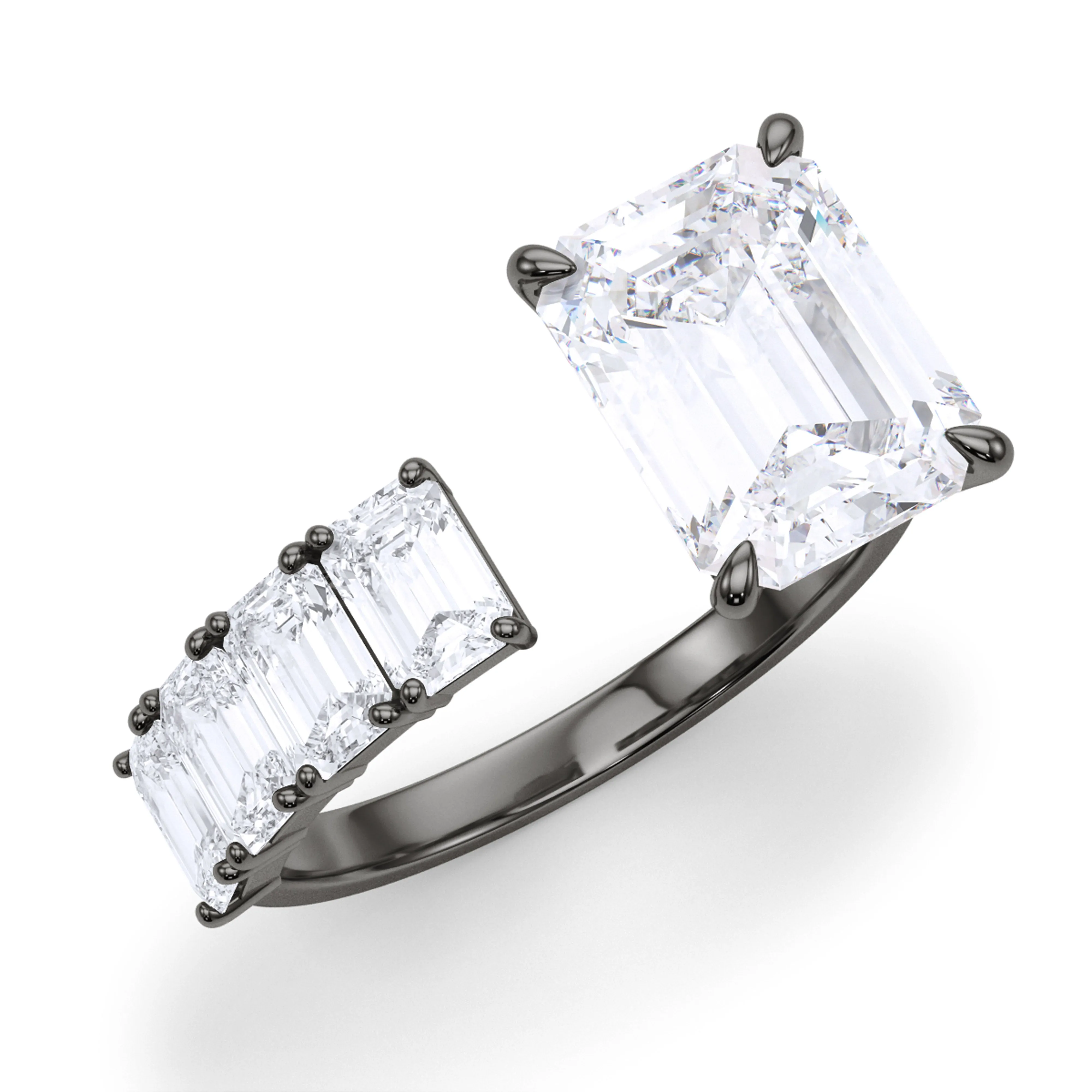 Floating Emerald Cut Diamond Ring