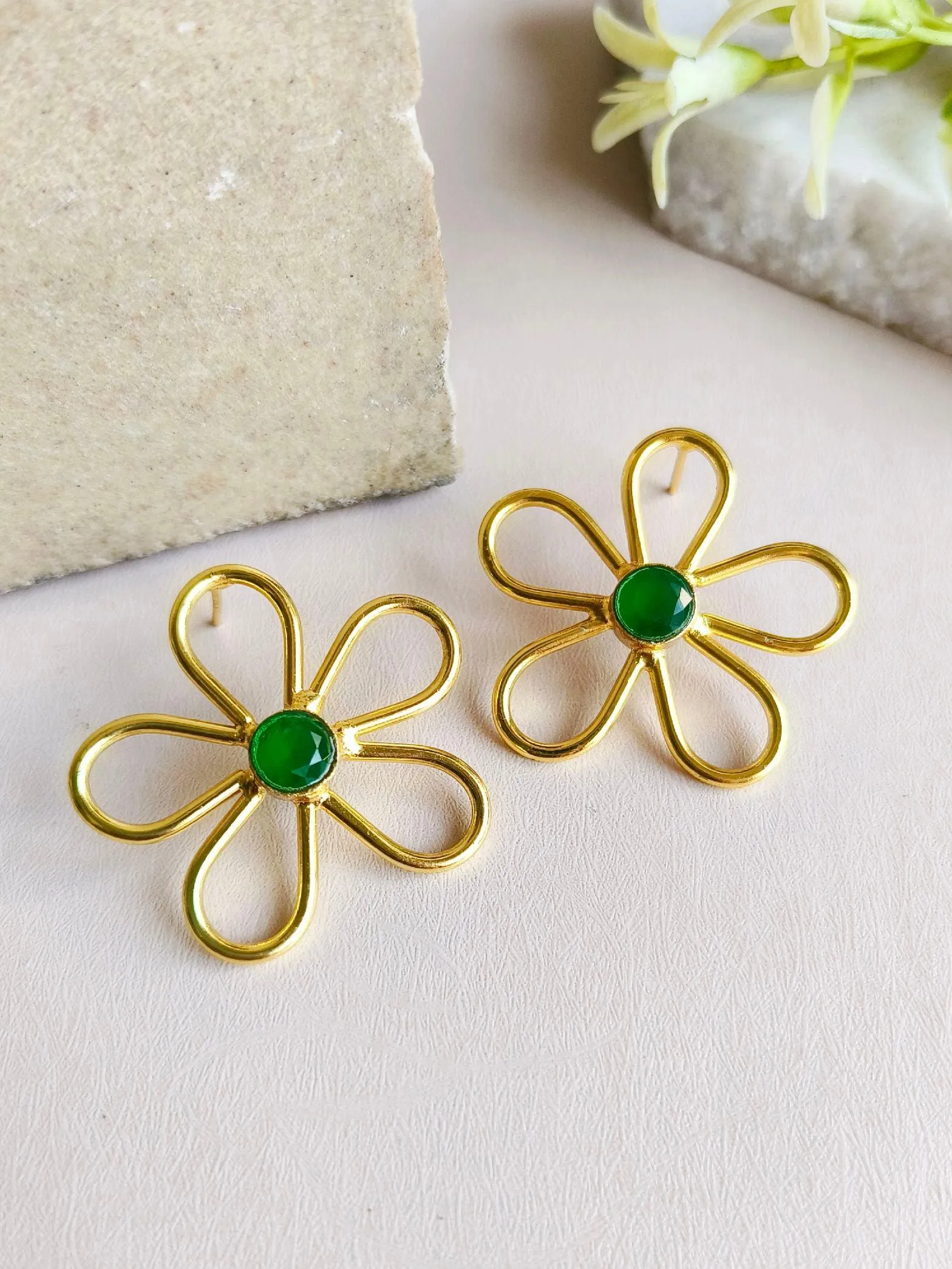 Floral Golden Stud Earrings | Sarichka