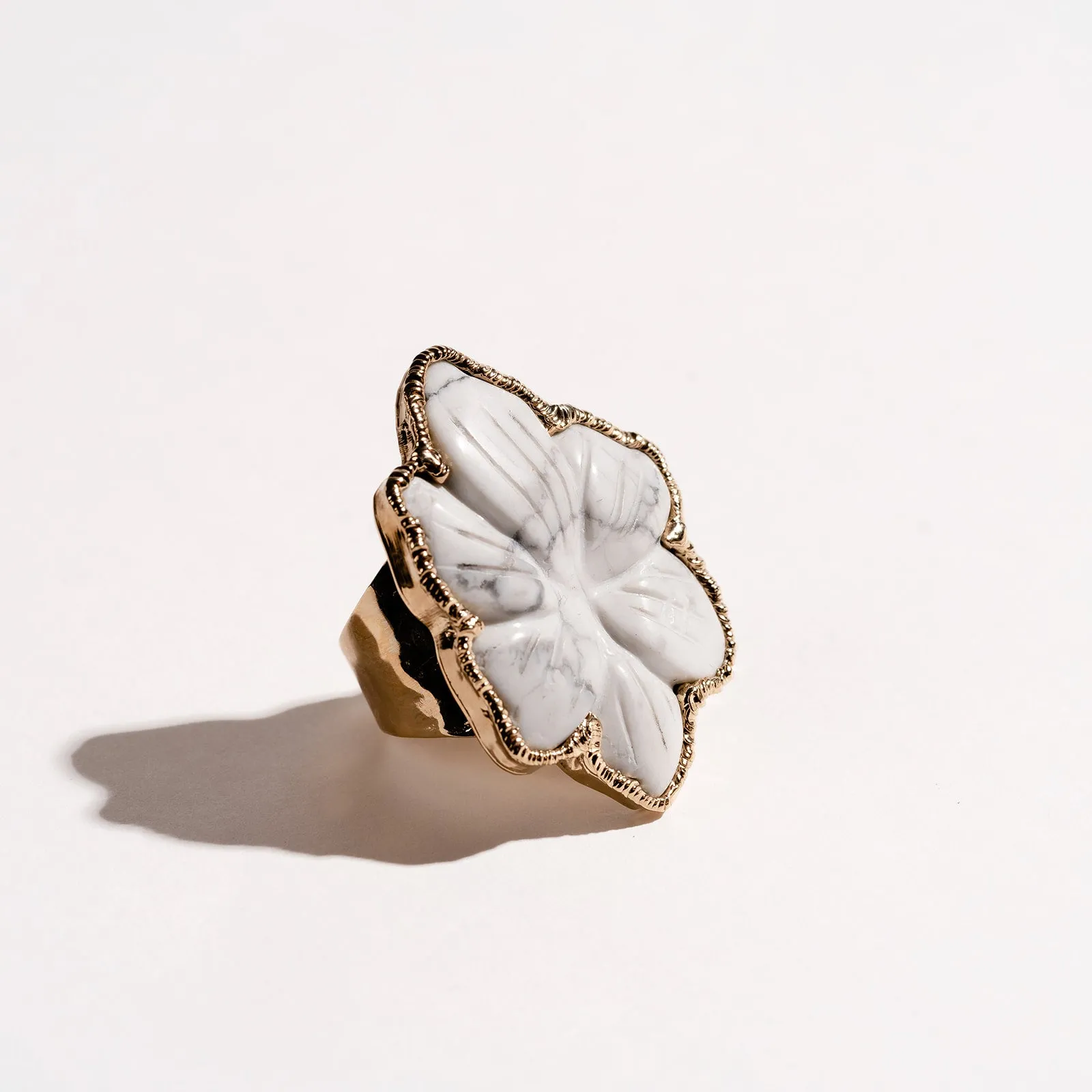 Flower Howlite Signature Ring