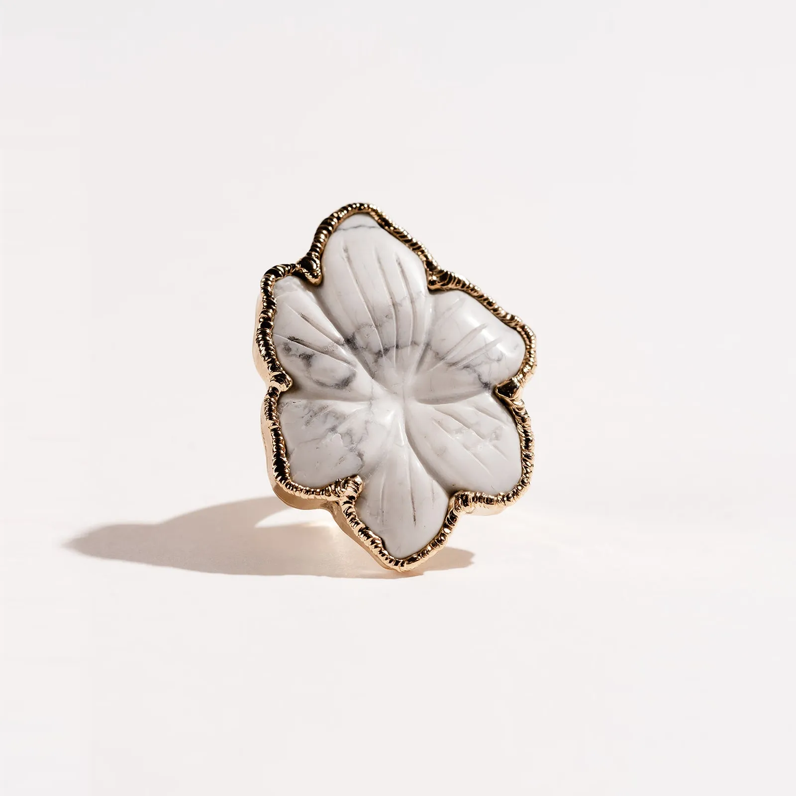 Flower Howlite Signature Ring