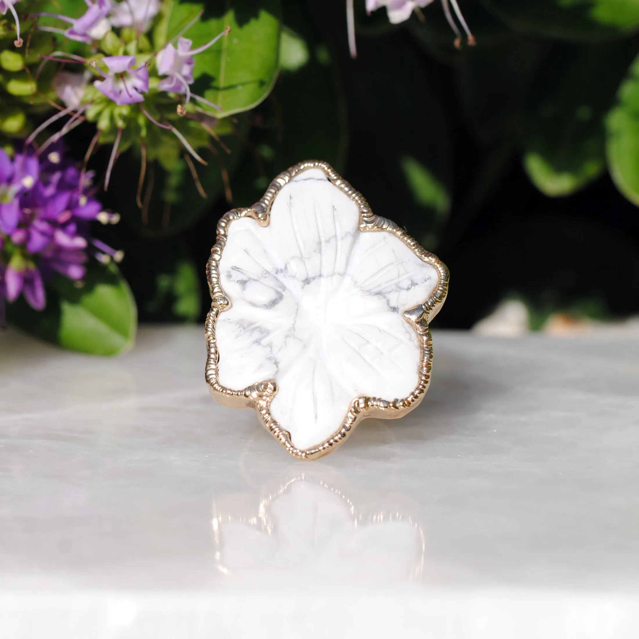 Flower Howlite Signature Ring