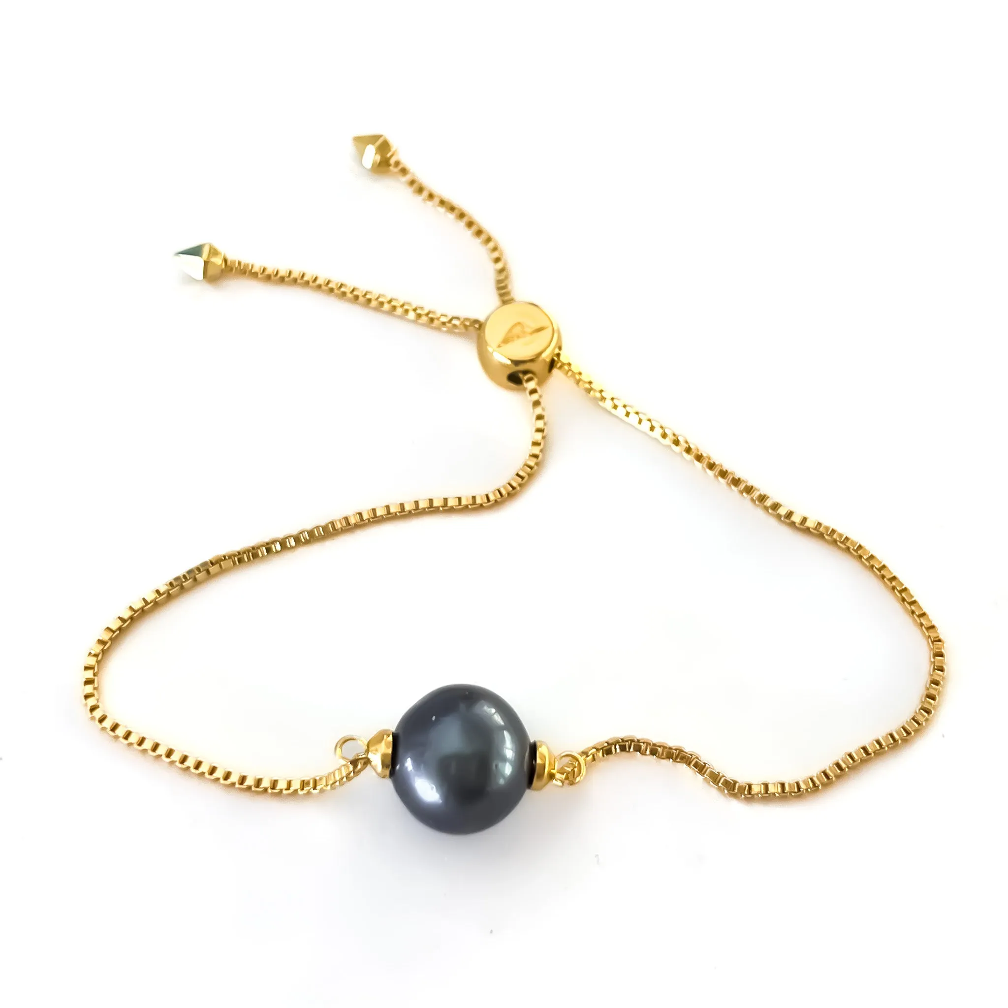 Freshwater Pearl   Gold Slider Bracelet