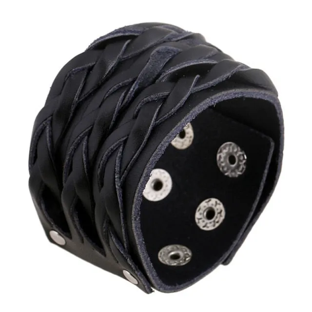 'Fright' PU Faux Leather Stud Punk Goth Bracelet, Cuff, Wristband