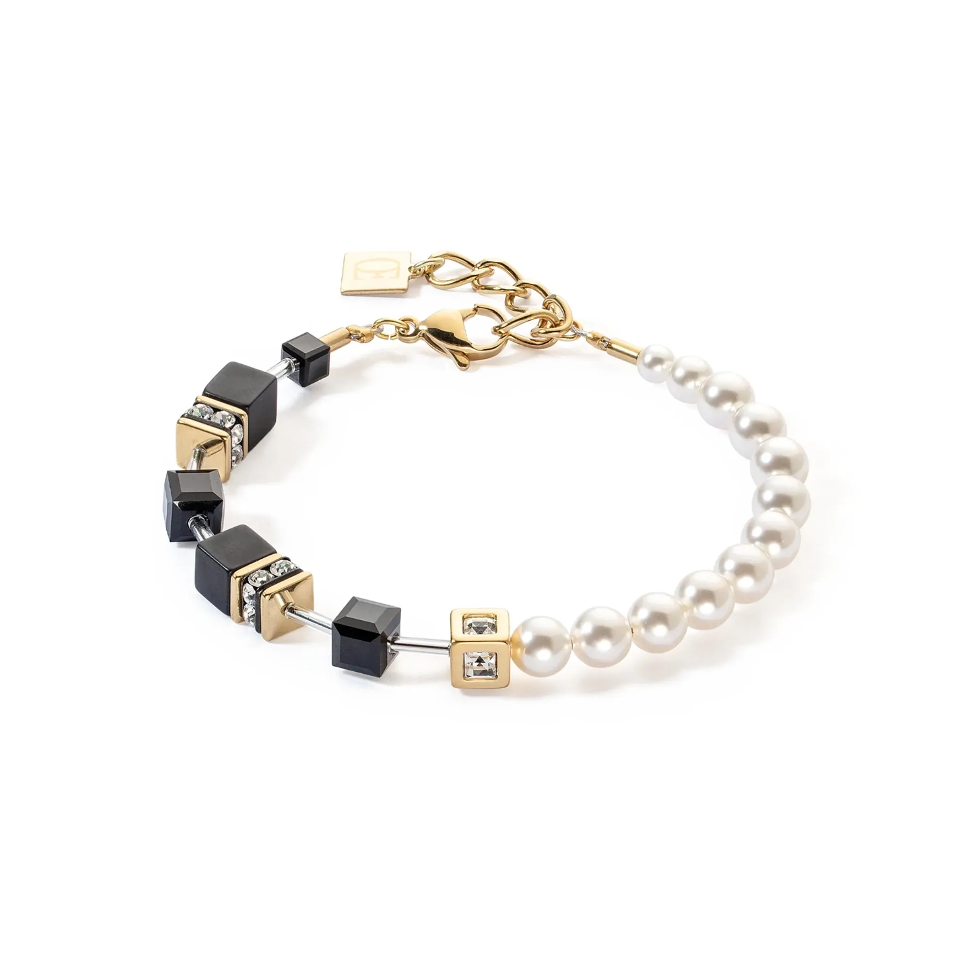 GeoCUBE Precious Fusion Pearls Black Gold Bracelet