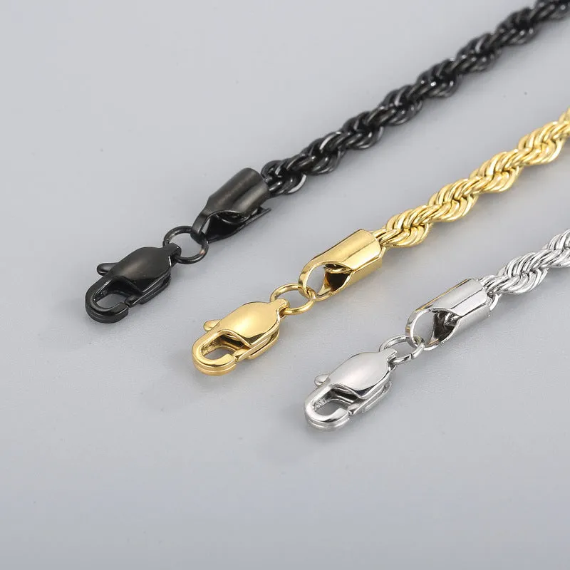 Gold Double Color Twist Chain Stainless Steel Bracelet For Men And Women